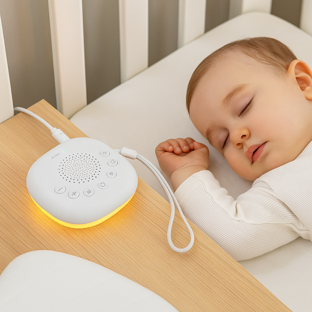 HushGo+ – Rechargeable White Noise Machine with 20 Sounds & Timer